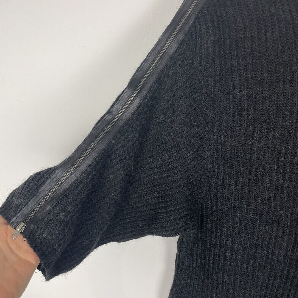 Zara Ribbed Knit Sweater Dress 3/4 Sleeve With Faux Zipper Details Black…​‎ - Picture 3 of 5